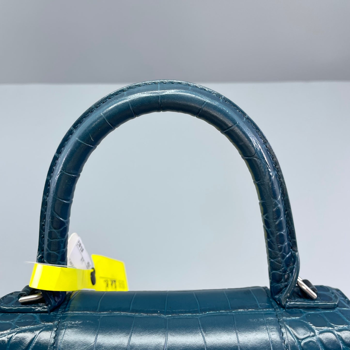Balenciaga - Hourglass S Bag - Crocodile-embossed leather - Blue - (mini)