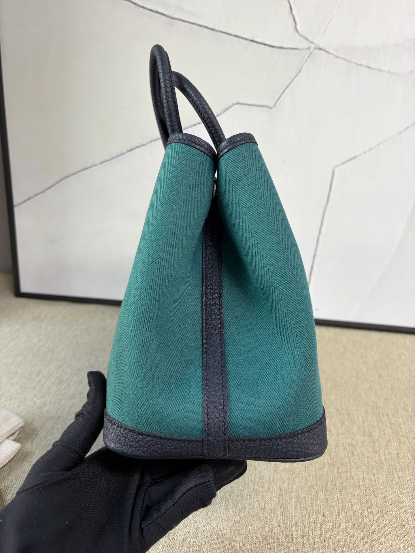 Hermès - Garden Party 30 - Canvas and Leather - Dark Green with Black - (Medium)