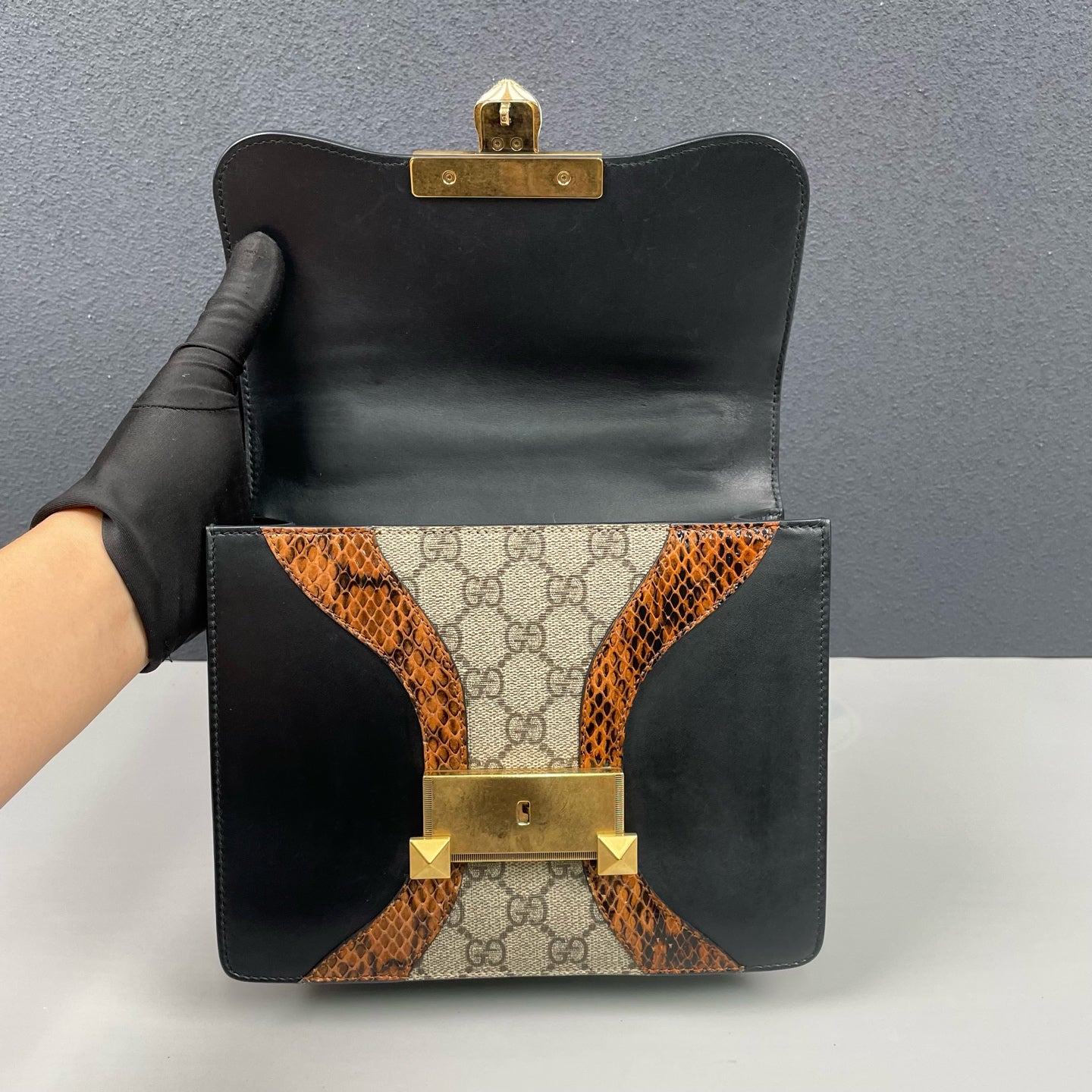 Gucci - Osiride Tiger Head Shoulder Bag - GG Supreme canvas, Leather, Python - Multicolour - (Small)