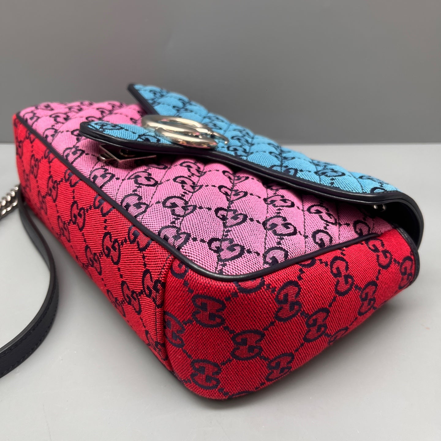 Gucci - GG Marmont Multicolour Quilted Canvas Chain Bag - Canvas with leather trim - Multicolour - (Medium)