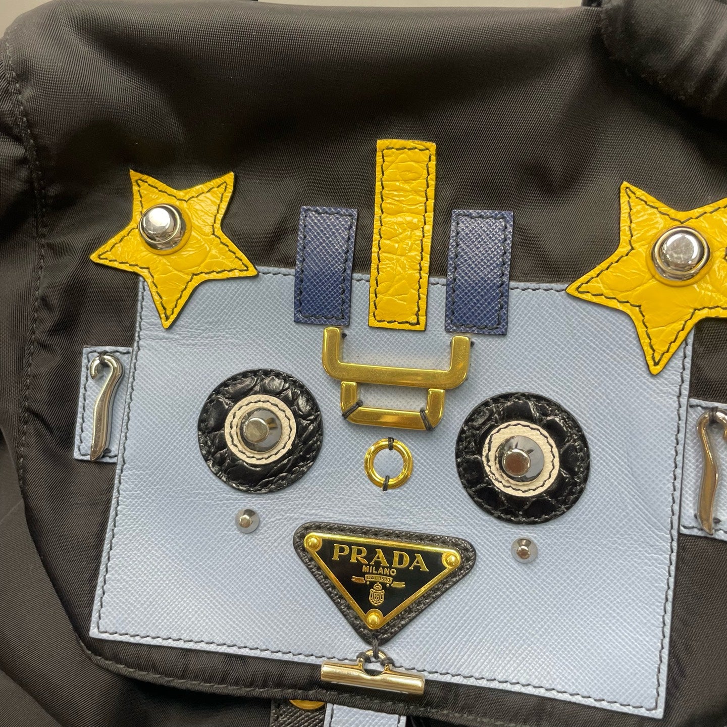 Prada - Nylon Robot Backpack - Nylon with Saffiano Leather accents - Black with Multicolour Accents - (Medium)