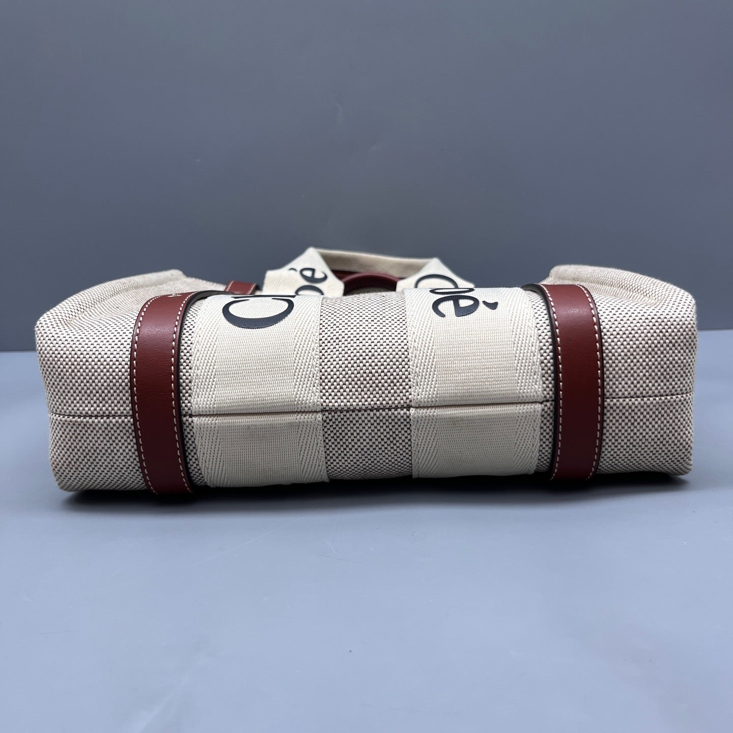 Chloé - Woody Tote Bag - Canvas with Leather trim - Beige - (mini)
