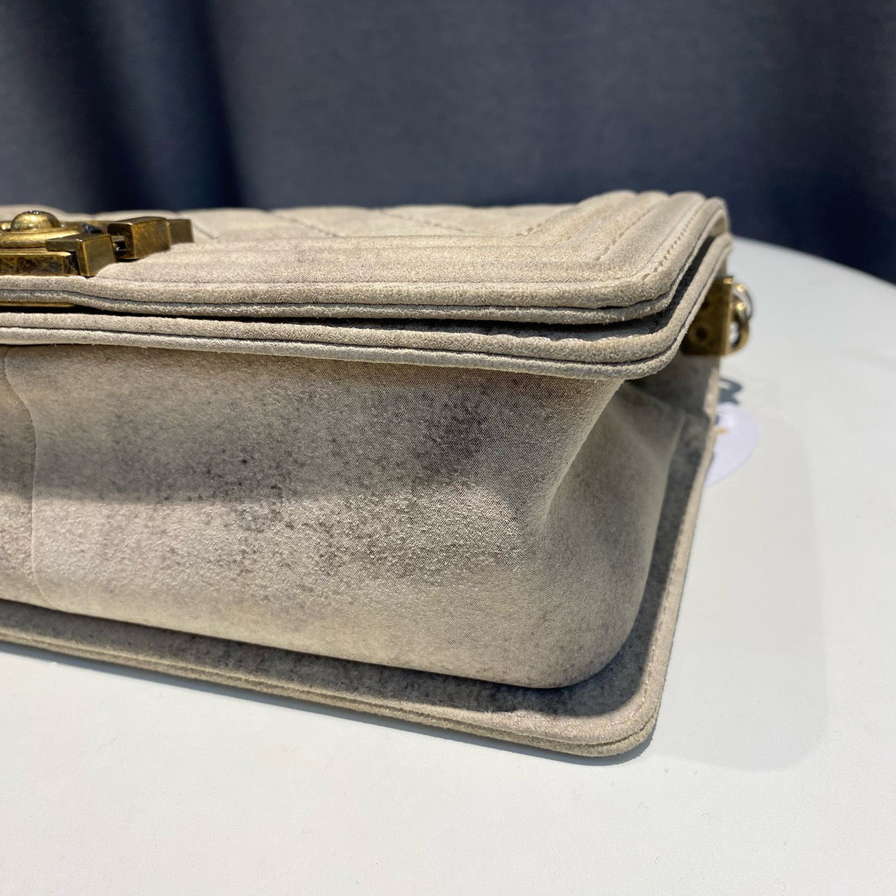 Chanel - Boy Bag - Suede - Grey - (Medium)