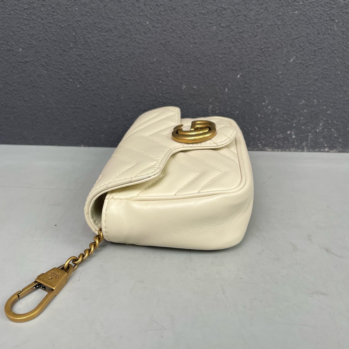 Gucci - GG Marmont Mini Chain Bag - Leather - White - (mini)