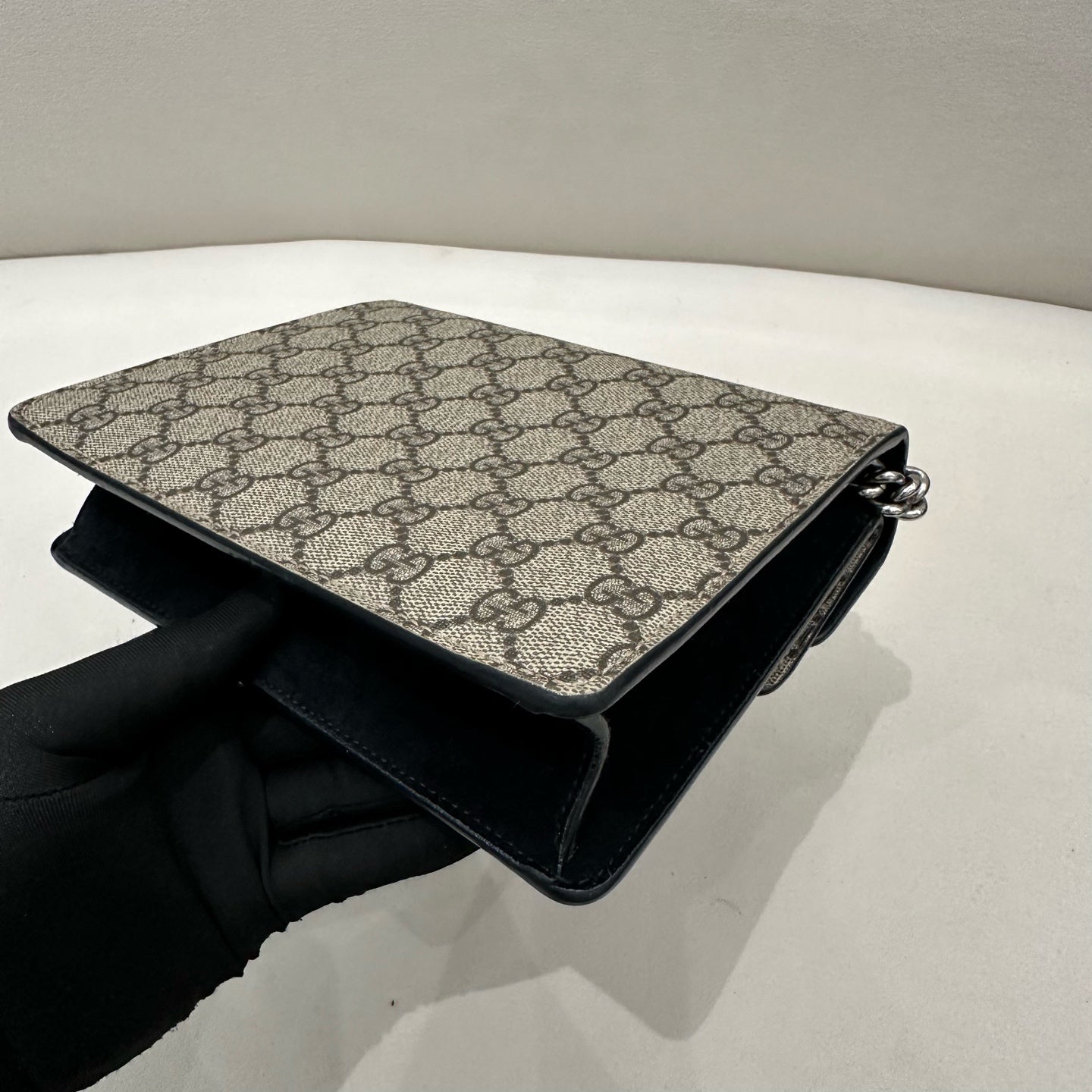 Gucci - Dionysus Mini Bag - GG Supreme coated canvas with black leather trim and black suede lining - Beige - (Small)