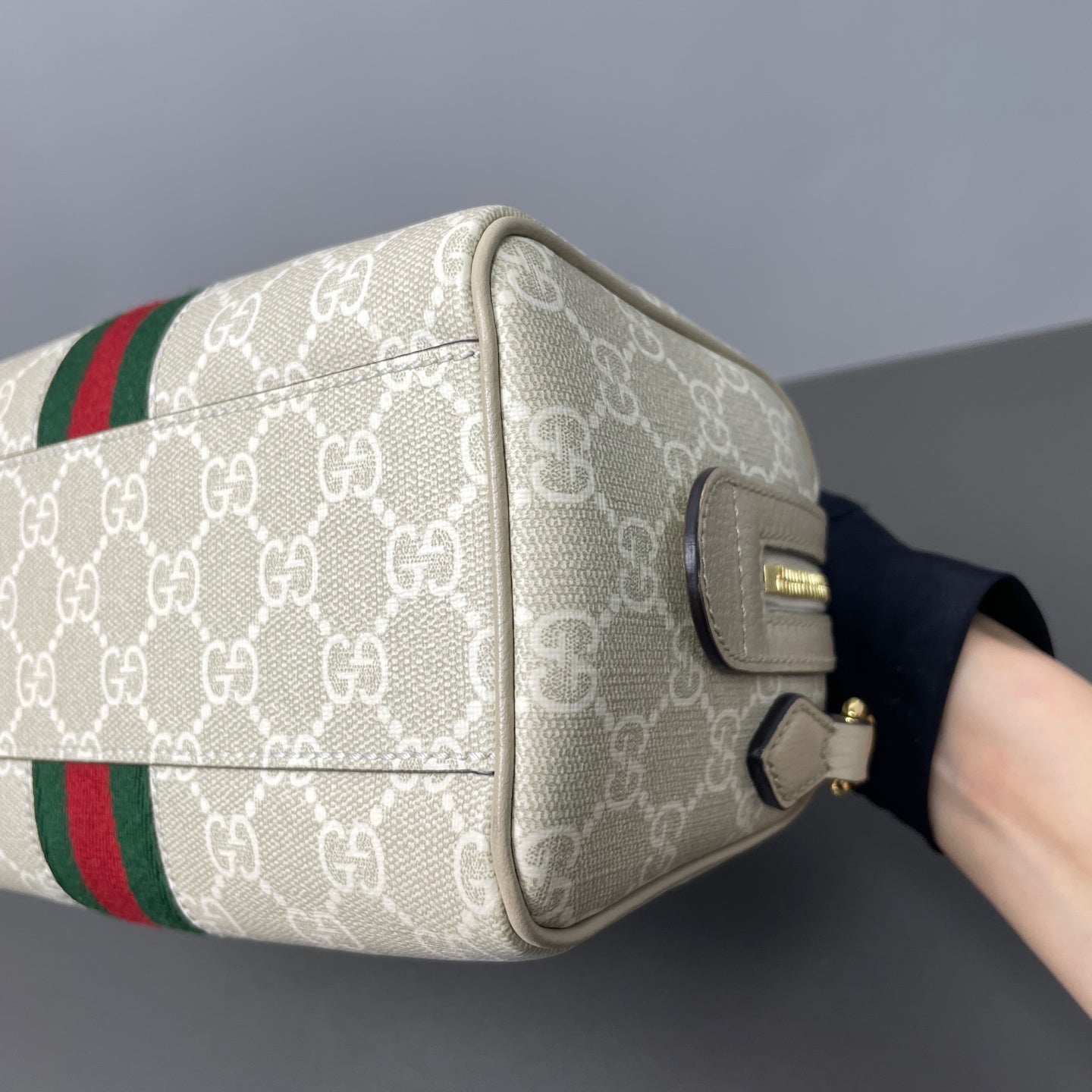 Gucci - Ophidia Boston Bag - GG Supreme canvas with leather trim - Beige - (mini)