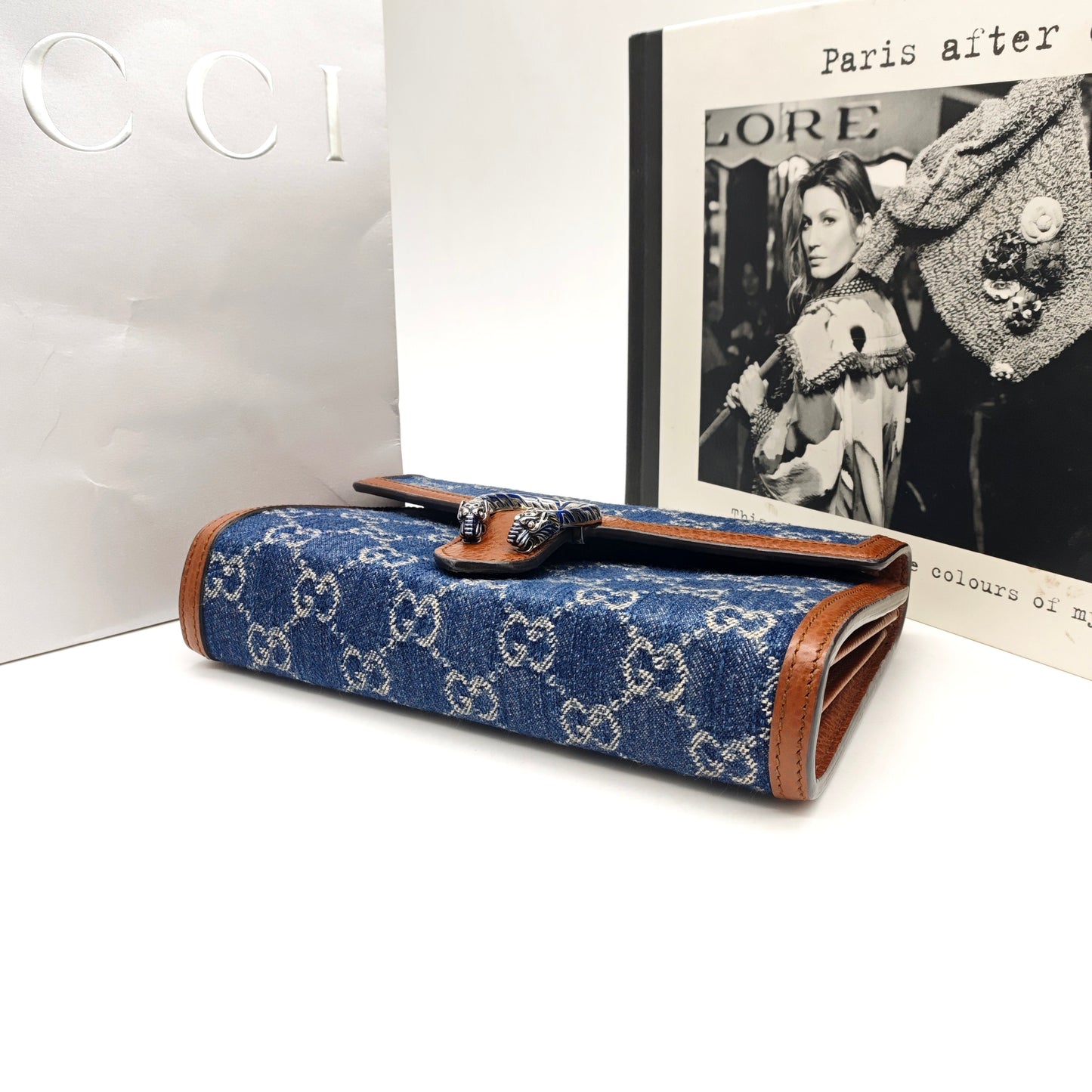 Gucci - Dionysus - Blue denim and brown grained leather - Blue with brown trim - (mini)