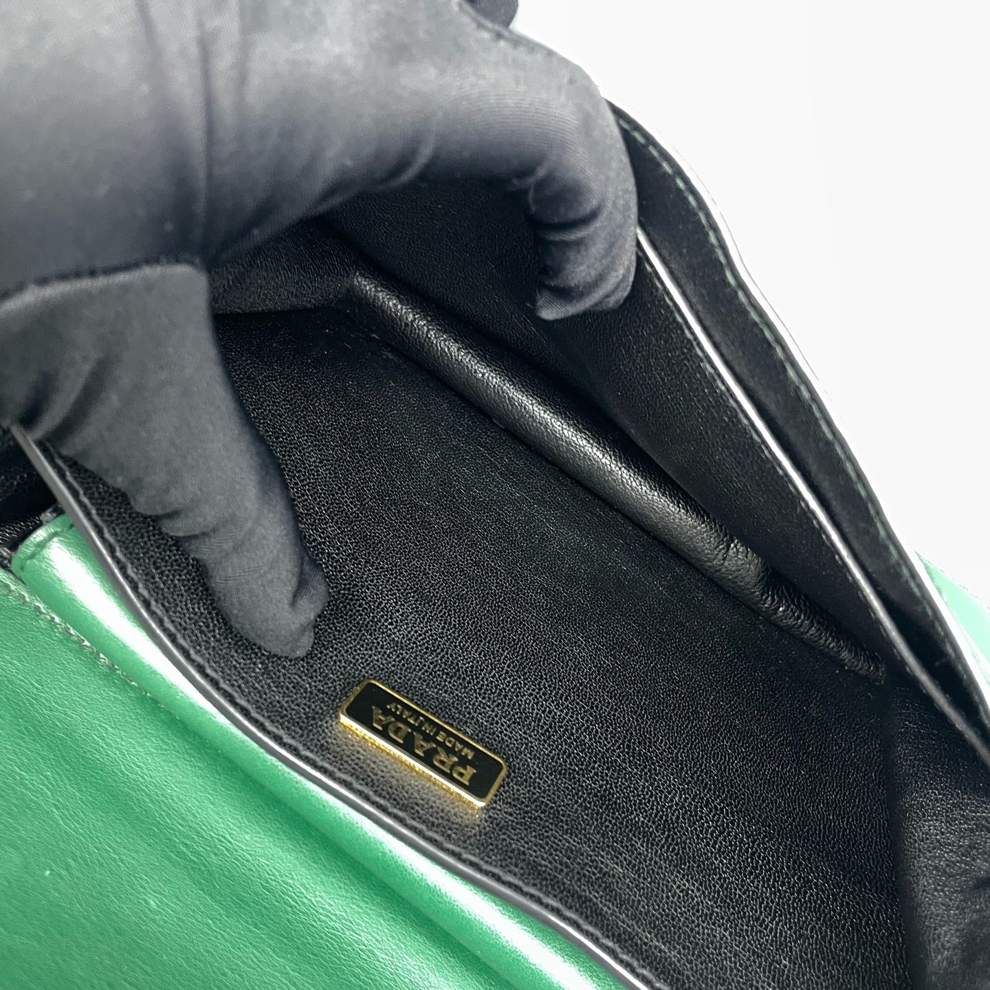 Prada - Cahier - Smooth calfskin leather with Saffiano leather accents - Green with Black accents - (mini)