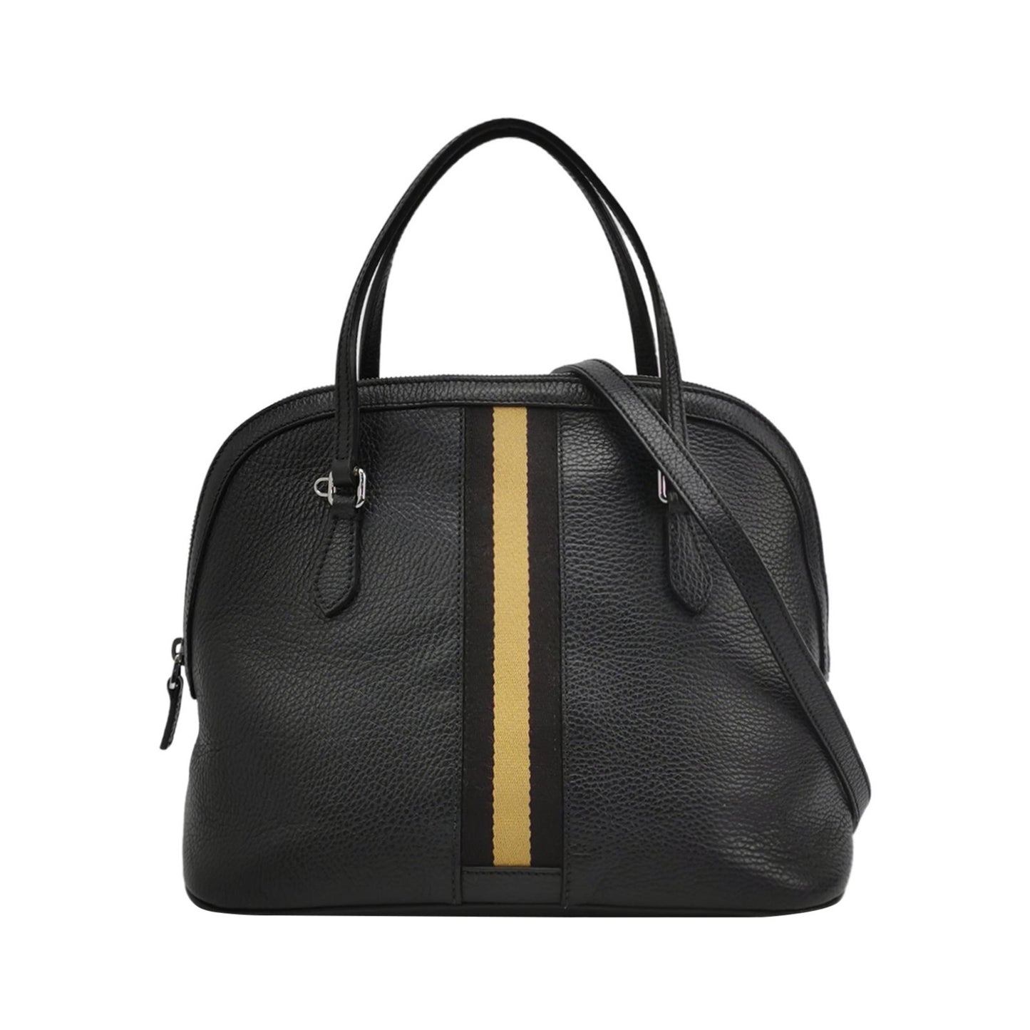 Gucci - Dome Bag with Web Stripe - Grained leather and canvas - Black - (Medium)