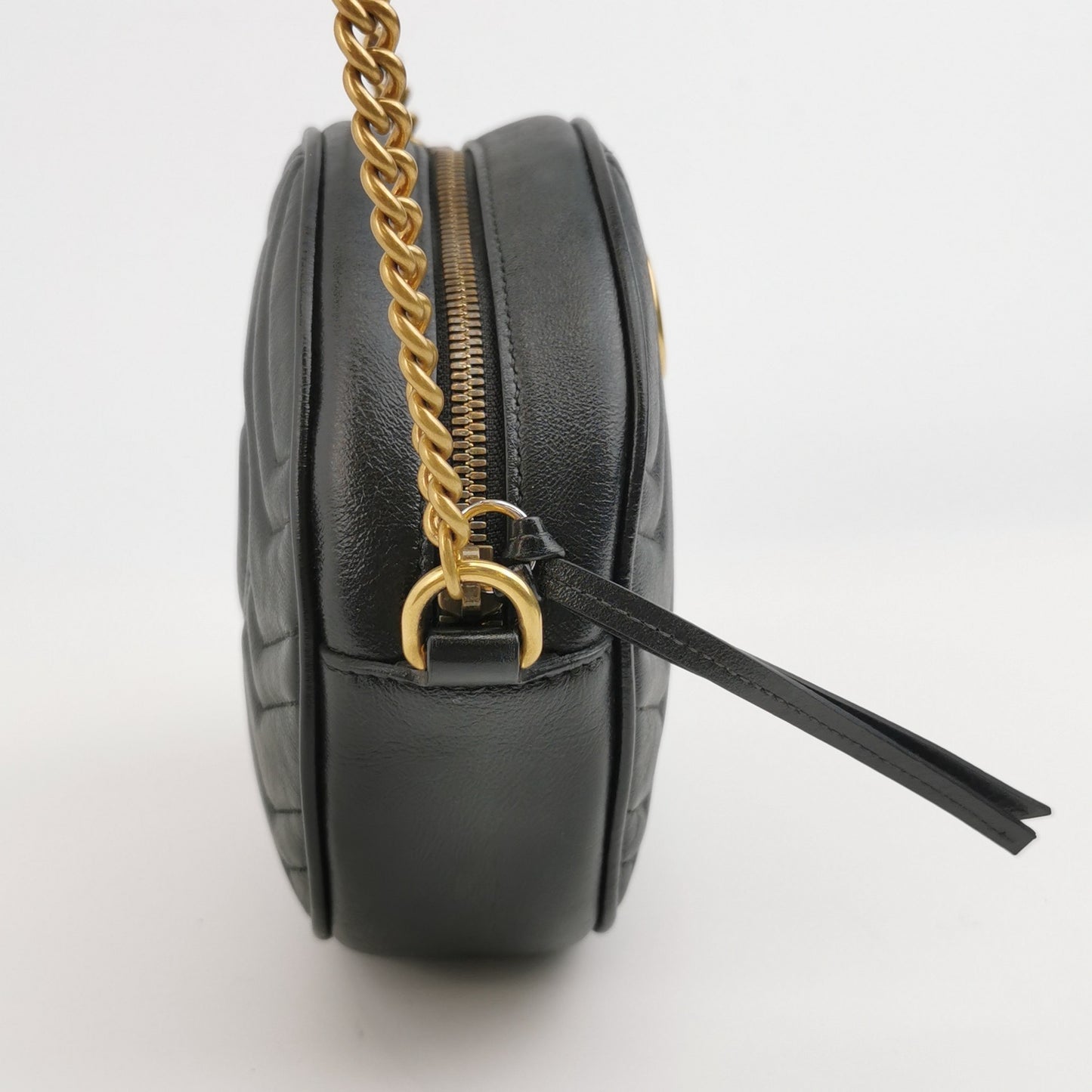Gucci - GG Marmont Round Mini Bag - Leather - Black - (mini)