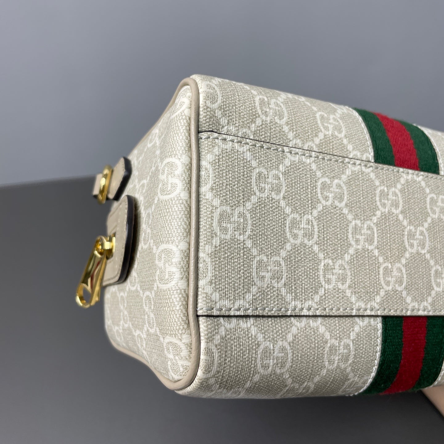 Gucci - Ophidia Boston Bag - GG Supreme canvas with leather trim - Beige - (mini)