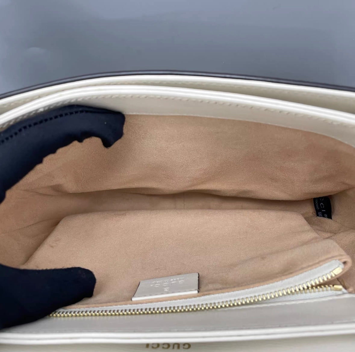 Gucci - 1955 Horsebit Shoulder Bag - GG Supreme canvas with white leather trim - Multicolour - (medium)