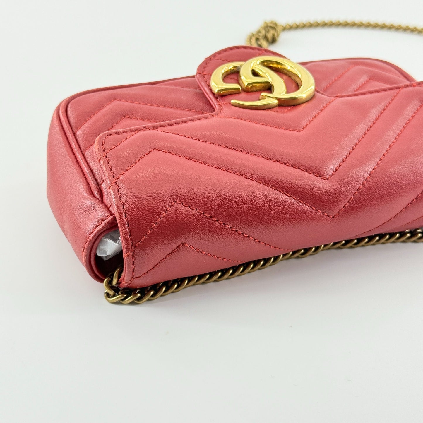 Gucci - Marmont Mini Chain Bag - Leather - Red - (mini)