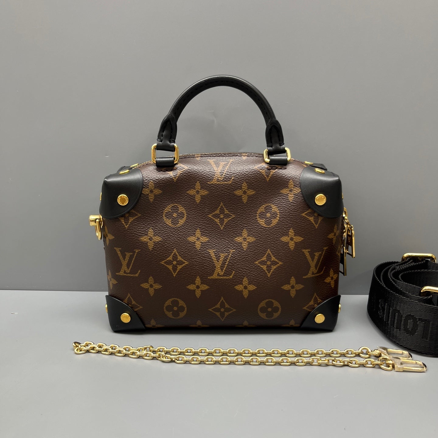 Louis Vuitton - Petite Malle Souple - Monogram coated canvas and leather - Brown with Black trim and Gold-tone Hardware - (small)