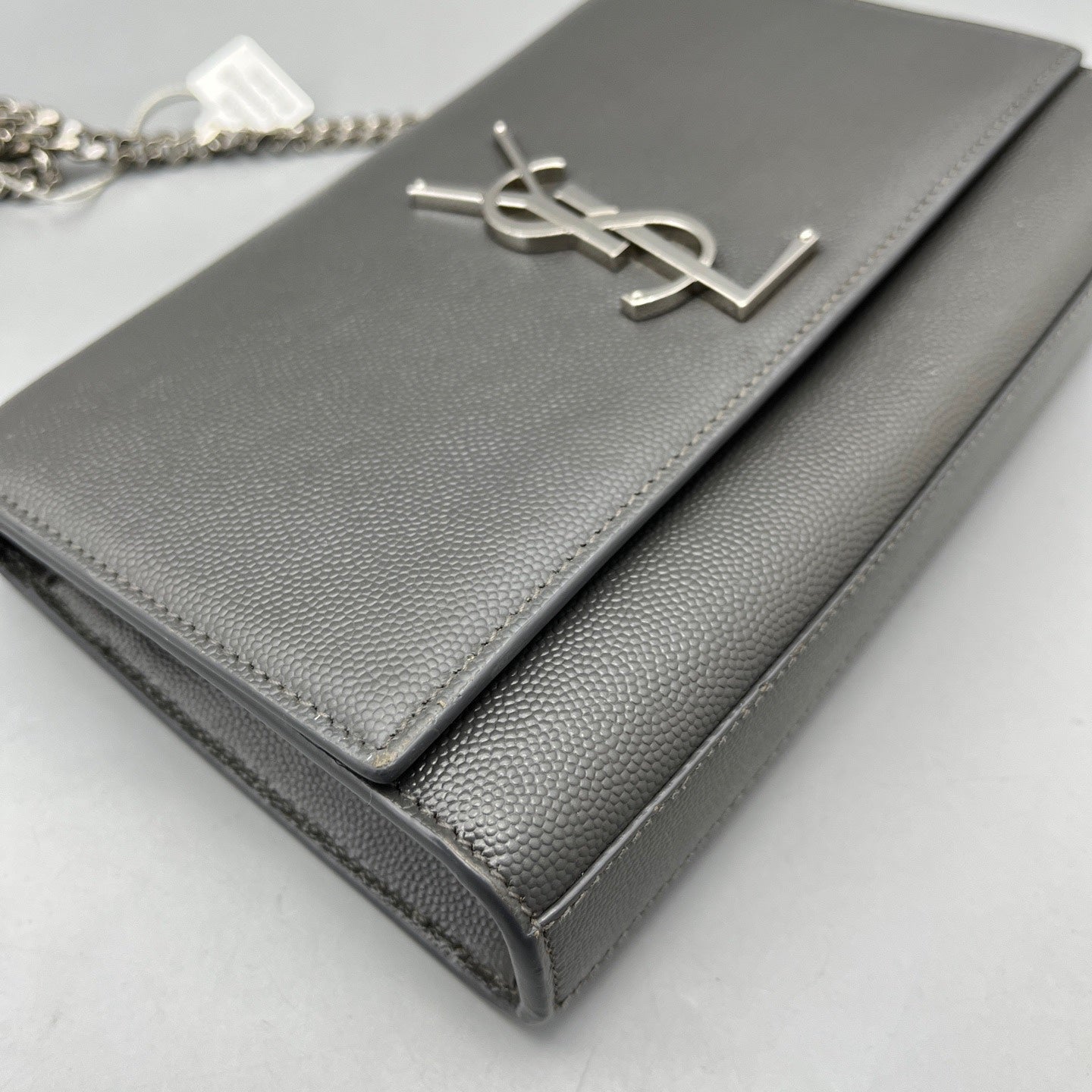 Saint Laurent - Kate Chain Wallet - Leather - Grey - (mini)