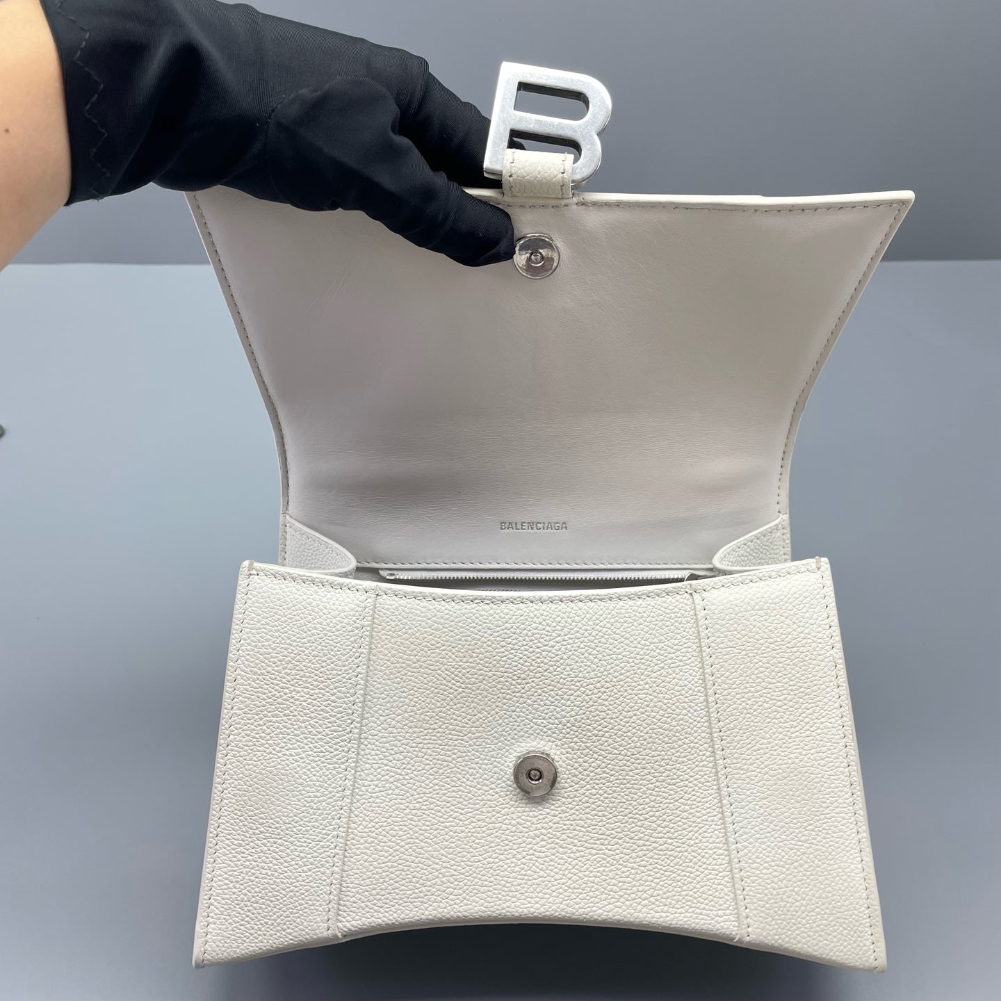 Balenciaga - Hourglass Small Bag - Grained leather - White - (mini)