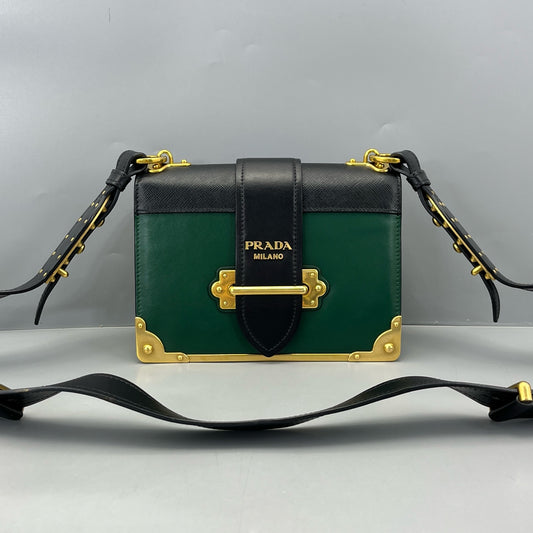 Prada - Cahier - Leather - Black and Green - (Small)