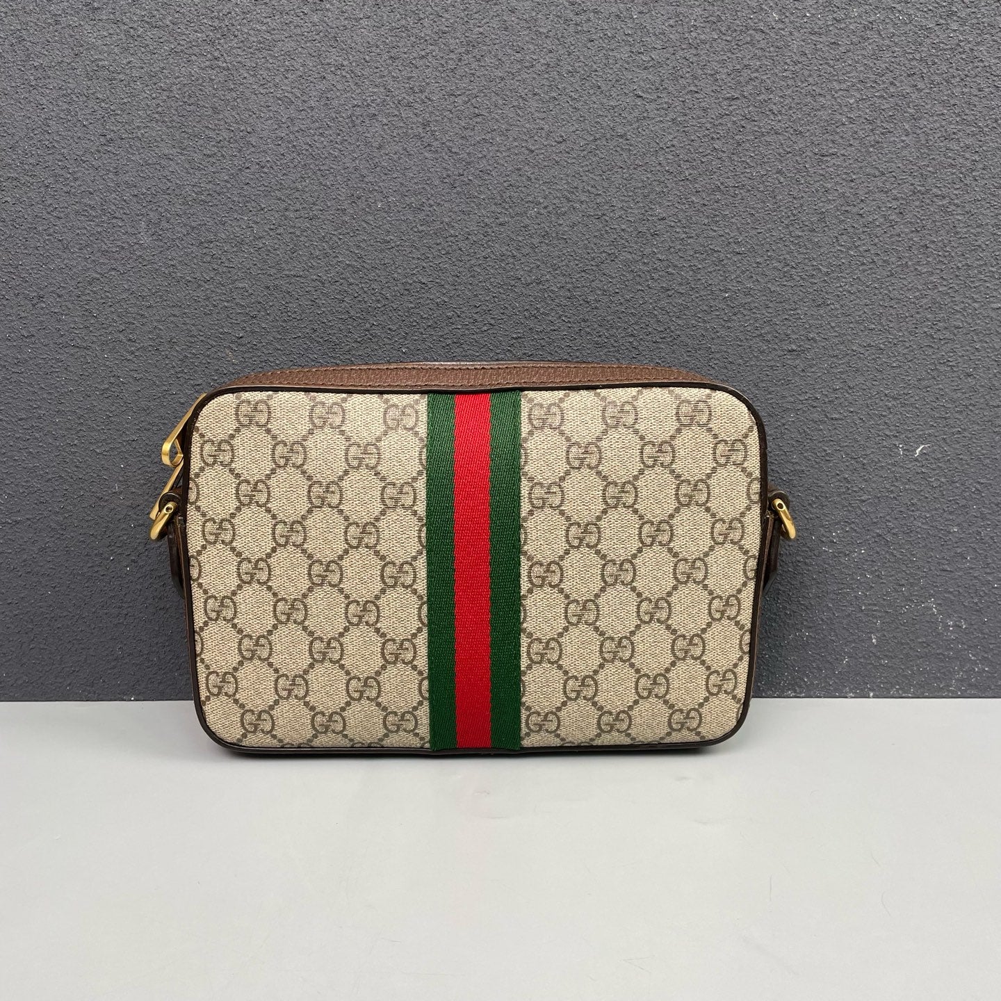 Gucci - Ophidia Small Crossbody Bag - GG Supreme canvas with textured leather trim - Beige, Brown, Green, Red - (Small)