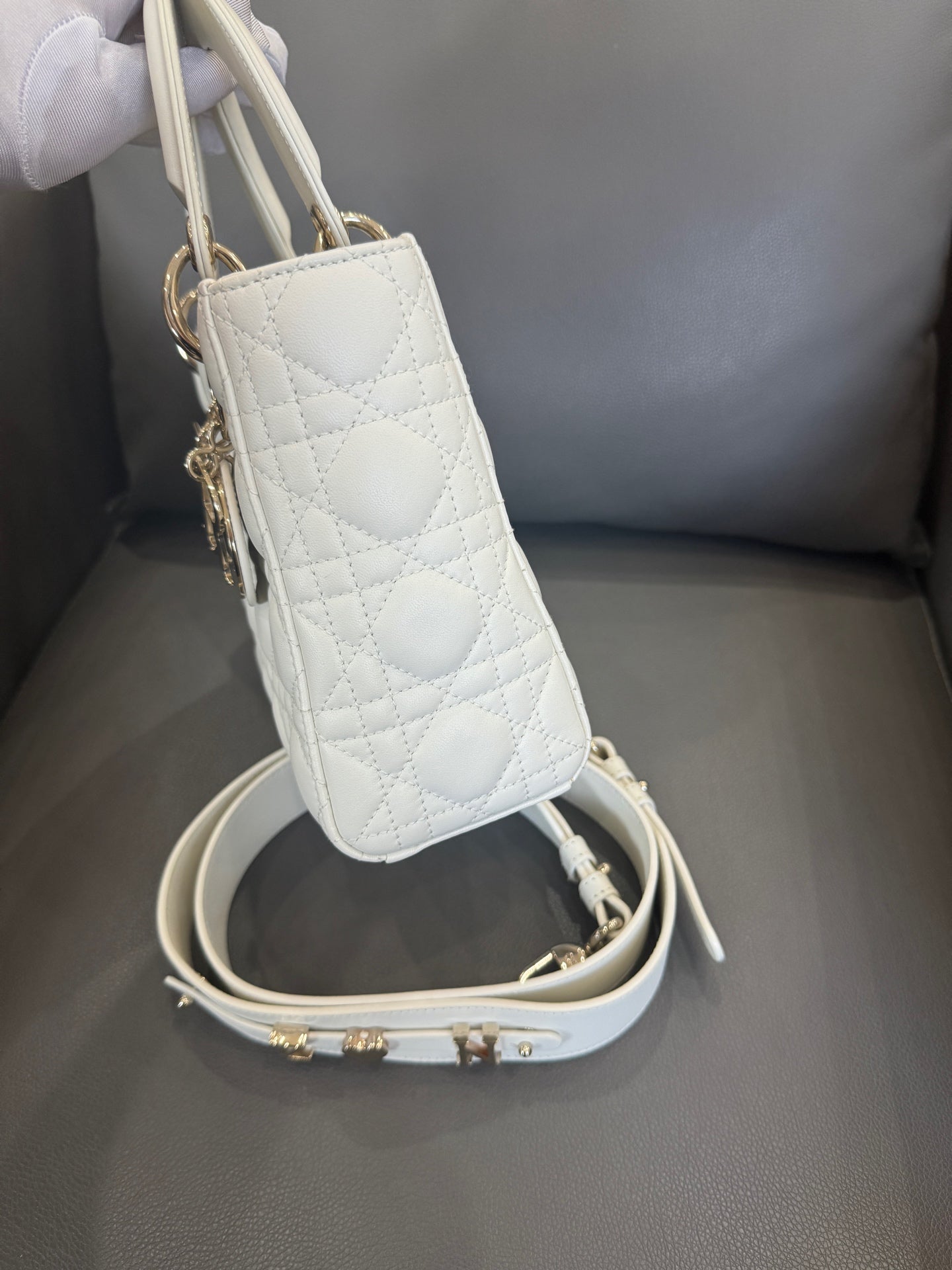 Dior - Lady Dior - Leather - White - (small)
