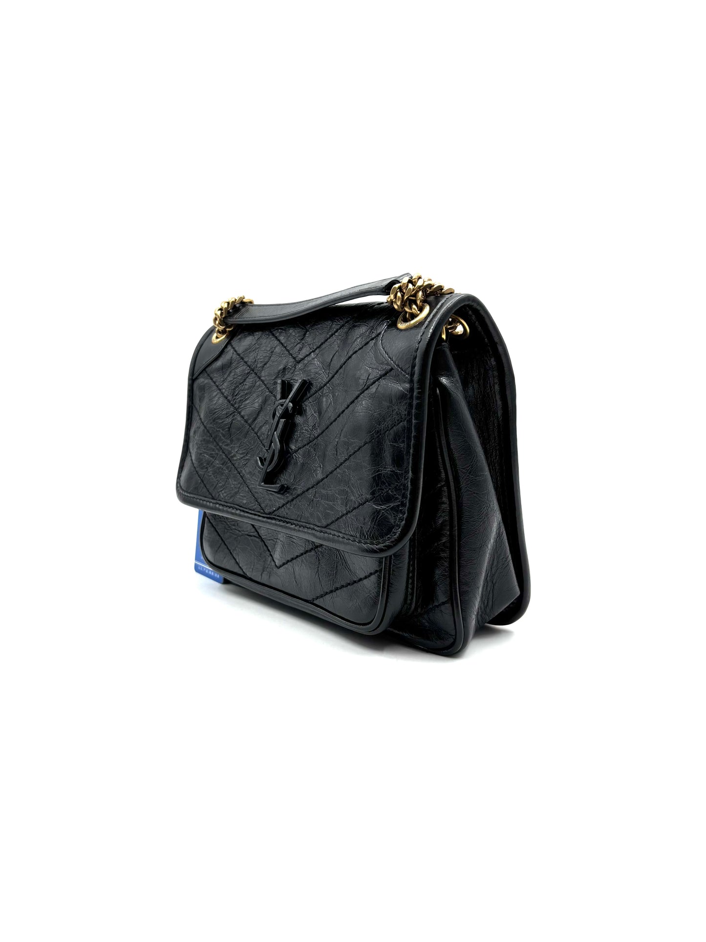 Saint Laurent - Niki - Wrinkled oil-waxed cowhide leather - Black - (mini)
