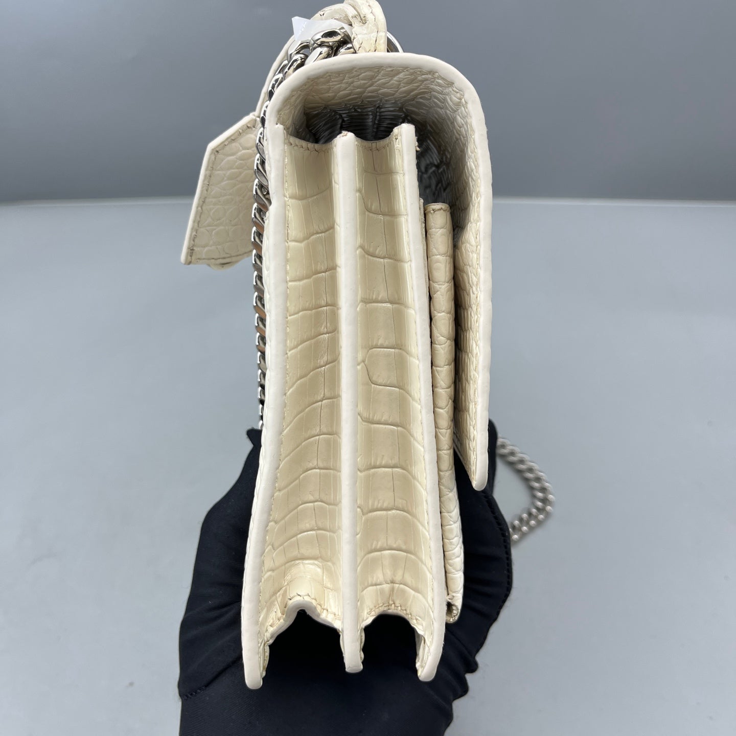 Saint Laurent - Sunset - Crocodile-embossed leather - White - (Medium)