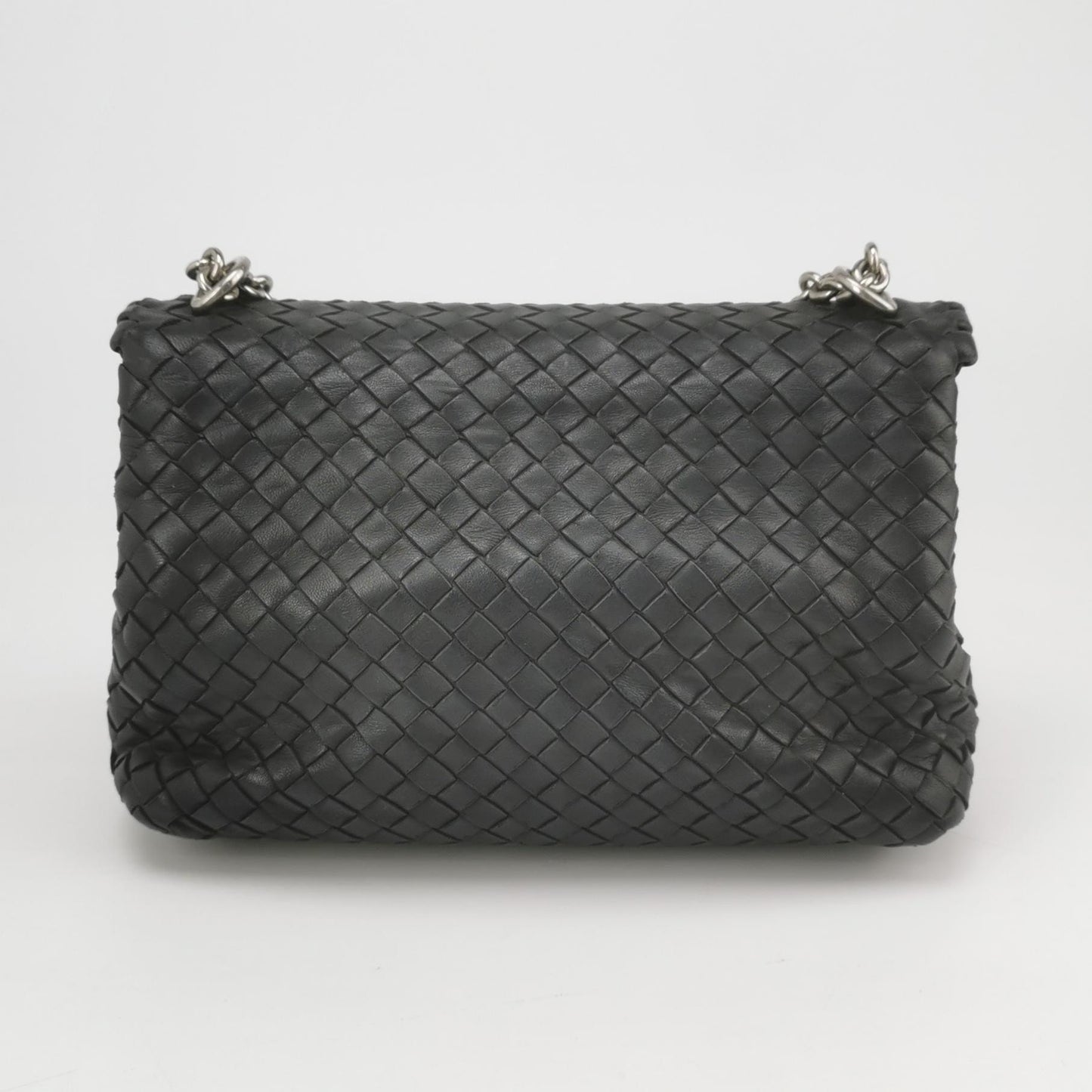 Bottega Veneta - Intrecciato Chain Flap Bag - Leather - Black - (Medium)