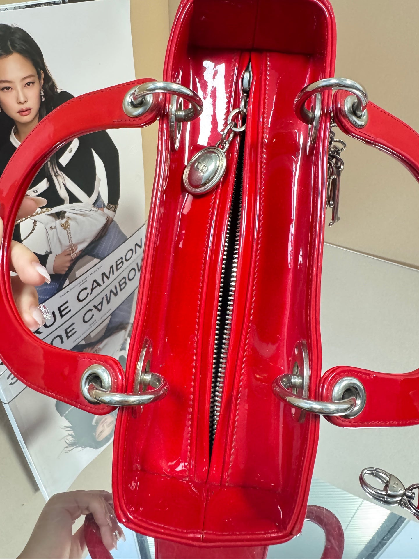 Dior - Lady Dior - Patent leather - Red - (Medium)
