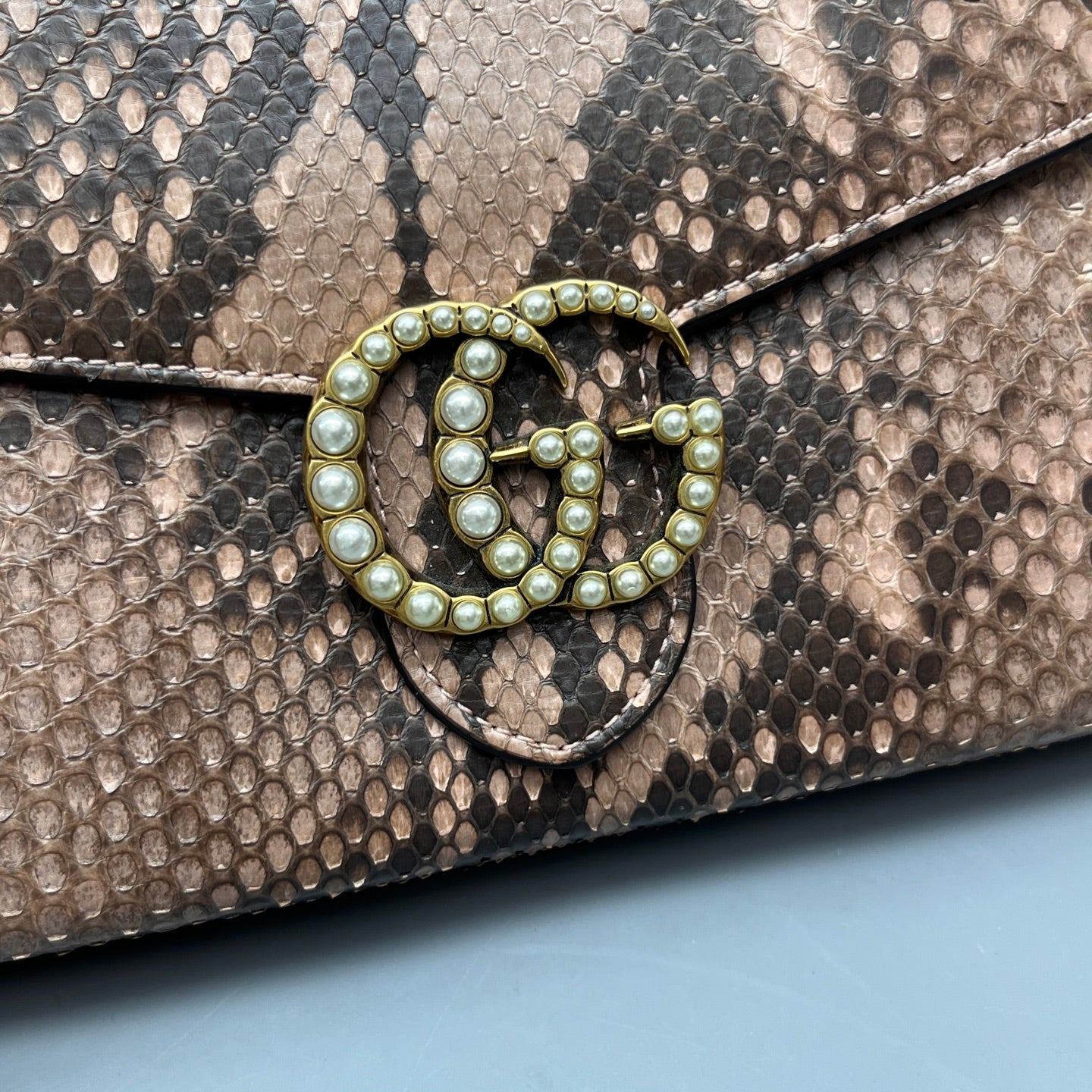 Gucci - Marmont Wallet on Chain (WOC) - Exotic leathers - Python, Leather lining - Multicolour - (mini)