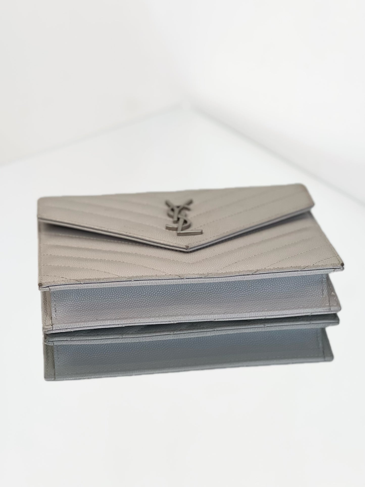 Saint Laurent - Envelope Wallet on Chain (WOC) - Leather - Grey - (mini)
