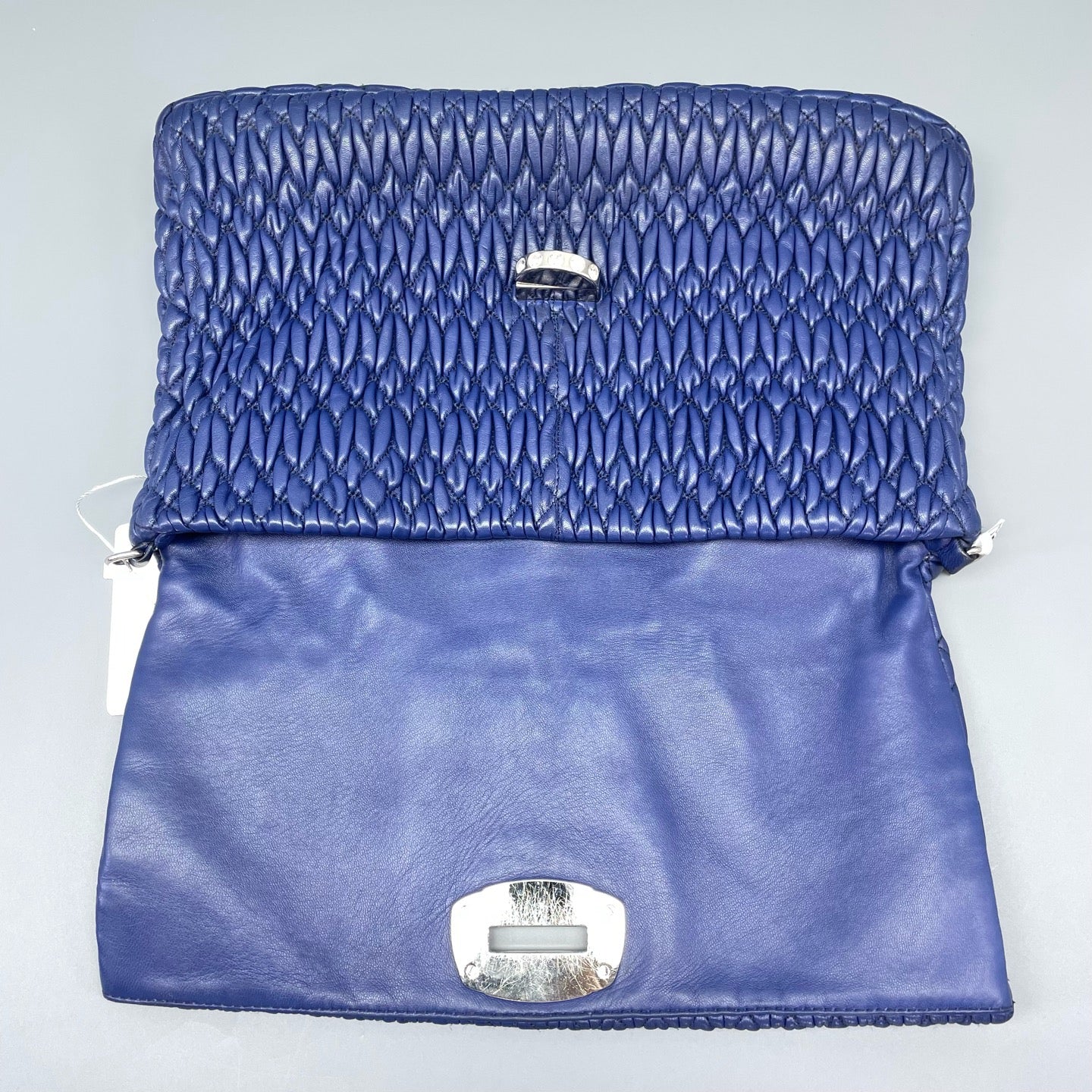 Miu Miu - Matelassé-style Flap Shoulder Bag with Jeweled Clasp - Leather - Blue - (Medium)