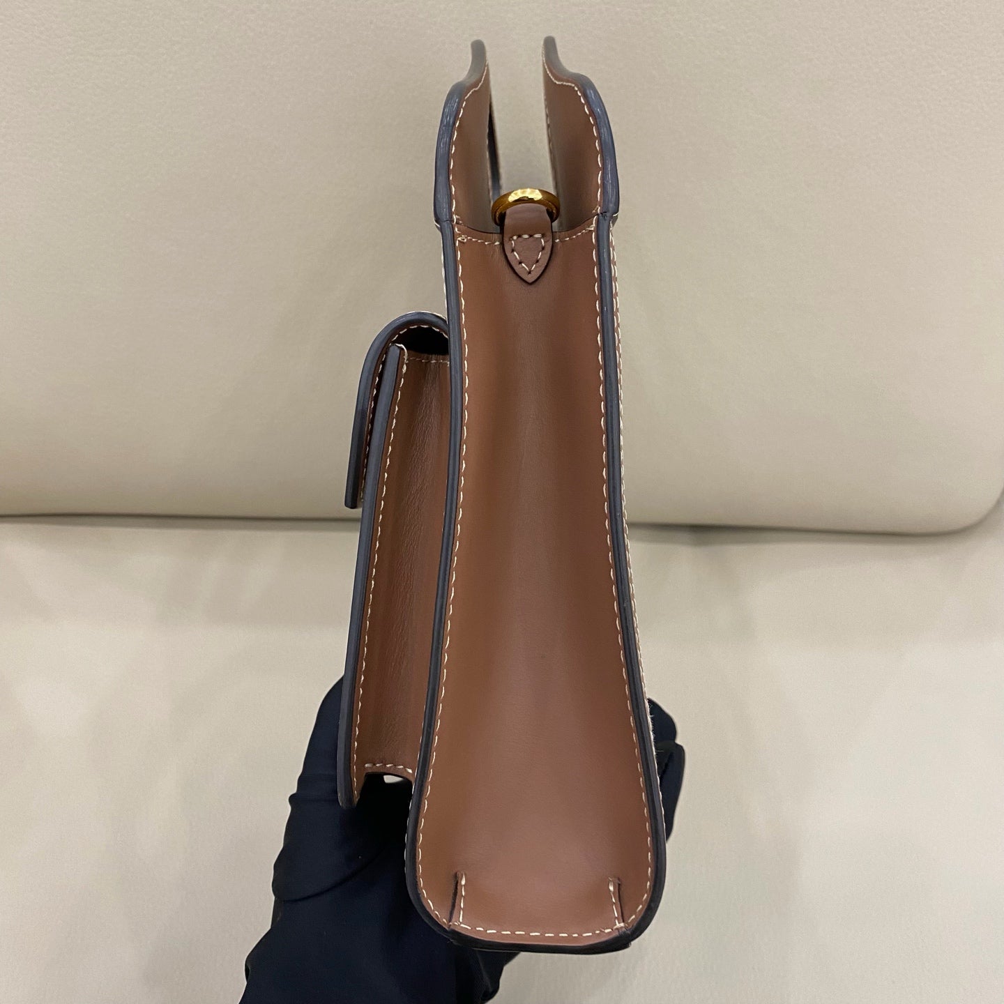 Burberry - Mini Pocket Bag - Canvas and leather - White with Brown leather accents - (small)