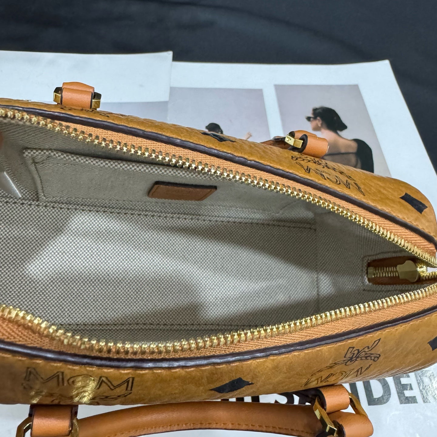 MCM - Boston Nano - Visetos coated canvas with leather trim - Cognac - (mini)