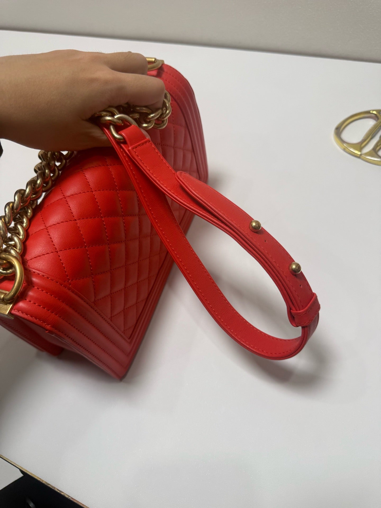 Chanel - Boy Bag - Lambskin leather - Orange - (Medium)
