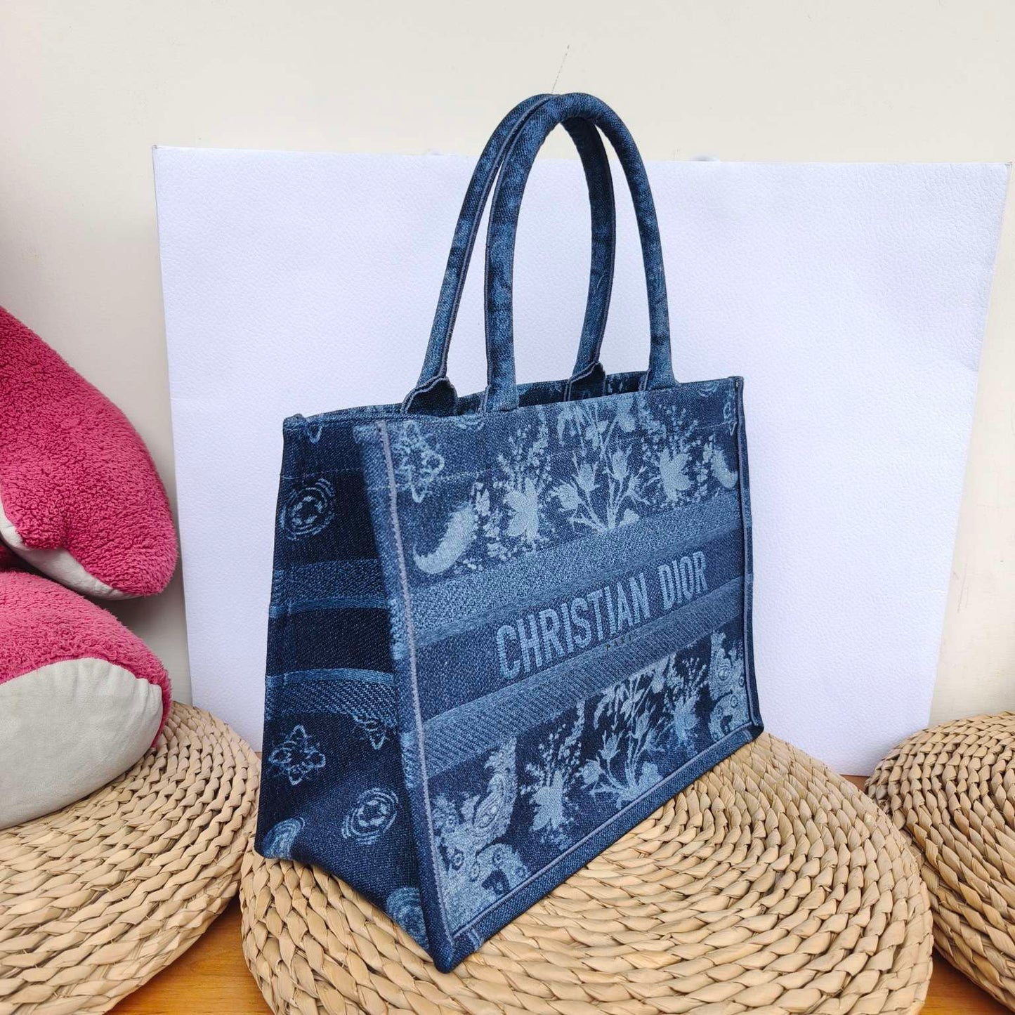Dior - Book Tote - Denim with embroidery - Blue - (Medium)