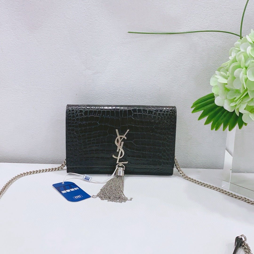 Saint Laurent - Kate Tassel Chain Bag - Leather - Black with Silver-tone Hardware - (mini)