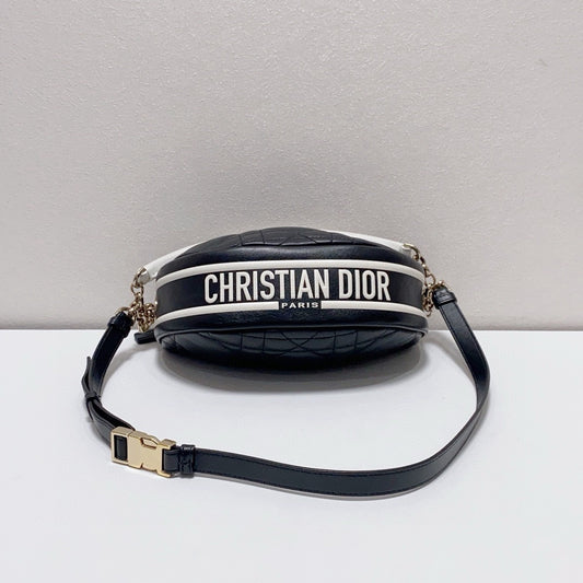 Dior - Dior Vibe Cannage Half-Moon Bag - Lambskin leather - Black - (mini)