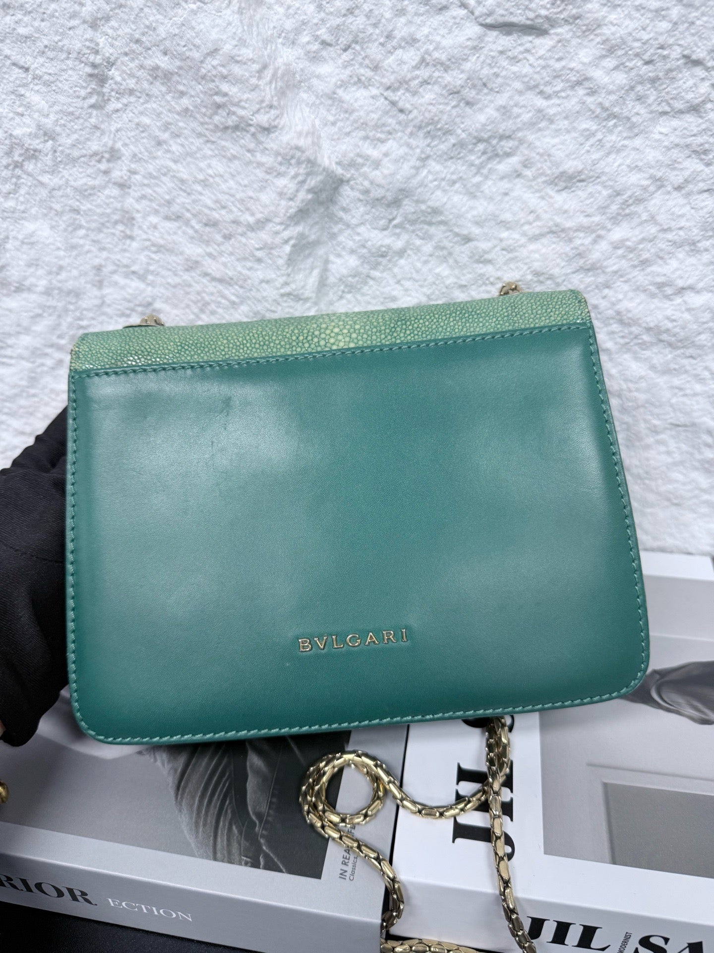 Bvlgari - Serpenti Forever Chain Bag - Stingray skin and calfskin leather - Green - (mini)