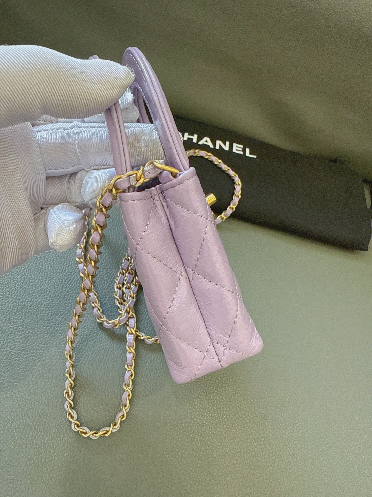 Chanel - 24P Kelly Nano Mini Flap Bag - Lambskin leather - Lavender Purple - (mini)