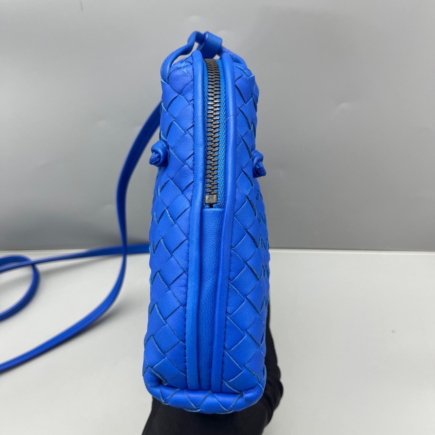 Bottega Veneta - Intrecciato Crossbody Camera Bag - Leather - Blue - (Small)