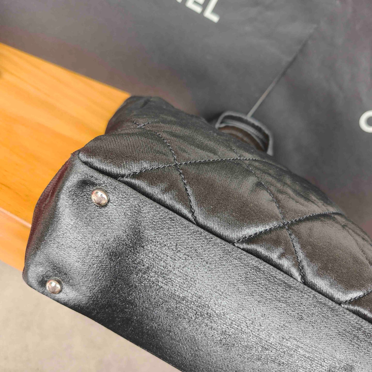 Chanel - Quilted Goatskin and Coated Canvas Tote Bag - Goatskin leather and coated canvas - Black with Silver-Tone Hardware - (Medium)