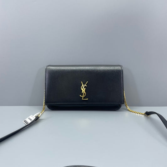 Saint Laurent - Monogram Chain Phone Holder - Grained leather - Black - (mini)