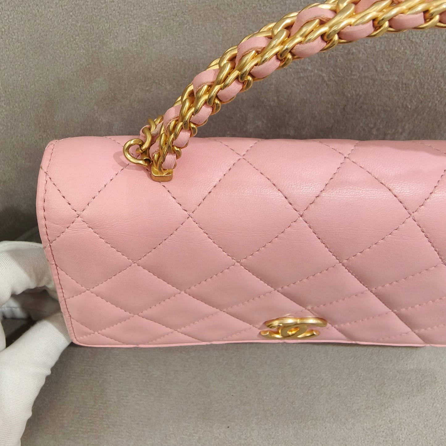 Chanel - 22K WOC with Top Handle Chain Bag - Lambskin leather - Pink - (mini)