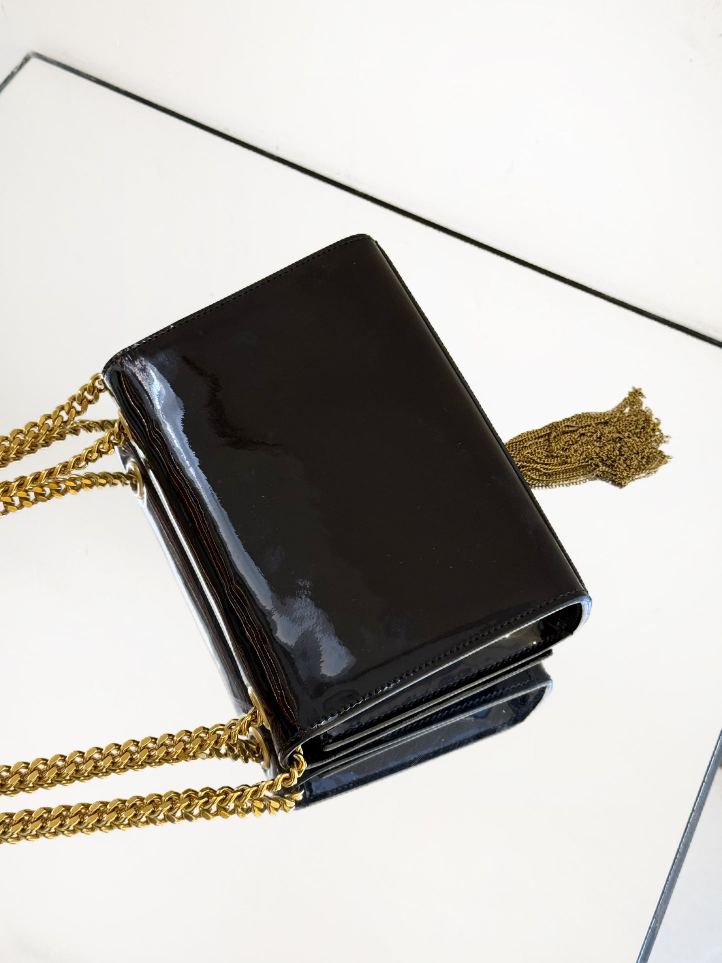 Saint Laurent - Kate Mini Tassel Chain Bag - Patent leather - Black - (mini)