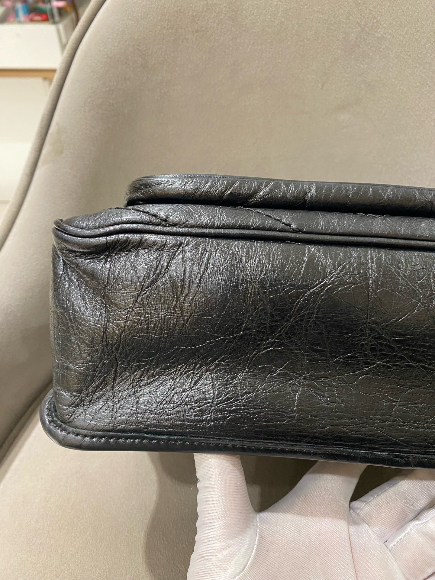 Saint Laurent - Niki Medium Chain Bag - Aged crinkled calfskin leather - Black - (Medium)