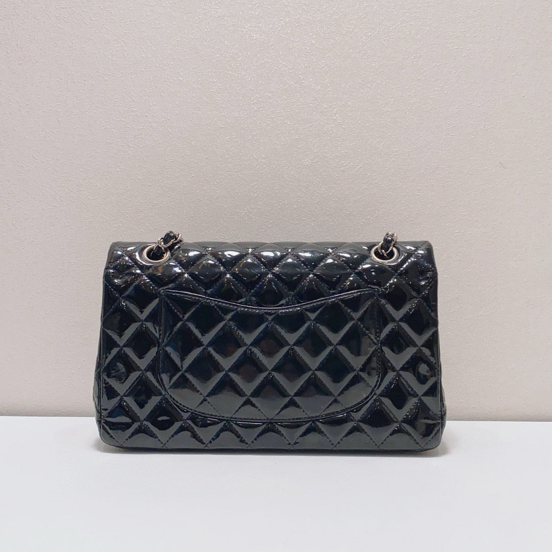 Chanel - Classic Flap Medium Double Flap Bag - Patent leather - Black - (Medium)