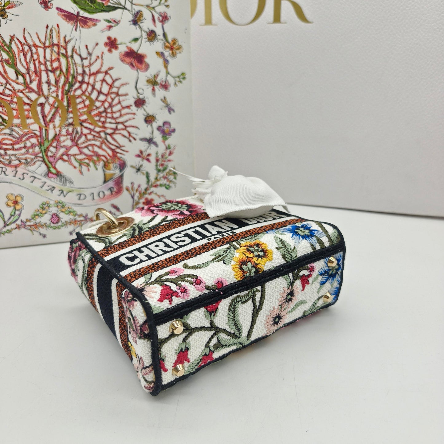 Dior - Lady D-Lite - Embroidered canvas - White with Multicolour embroidery - (Mini)