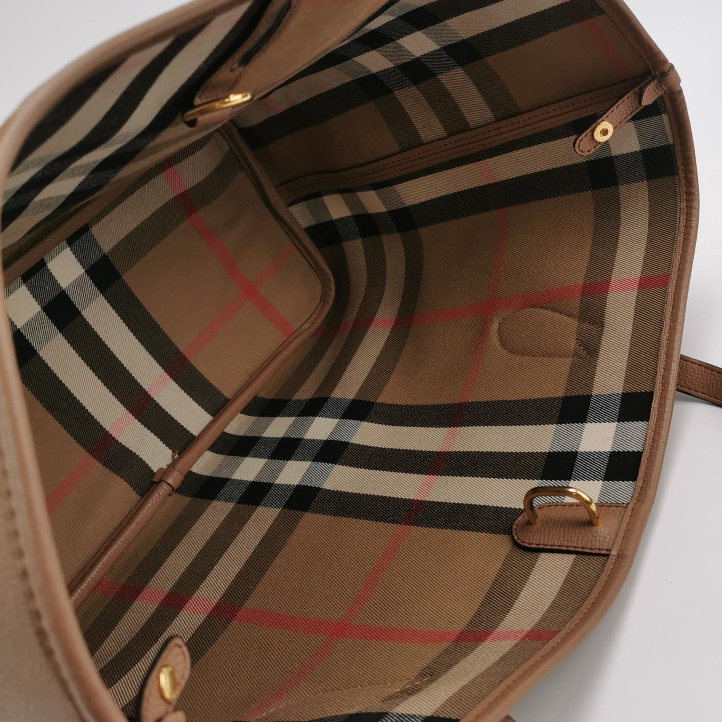 Burberry - Tote with Detachable Pouch - Cowhide leather - Beige - (Large)