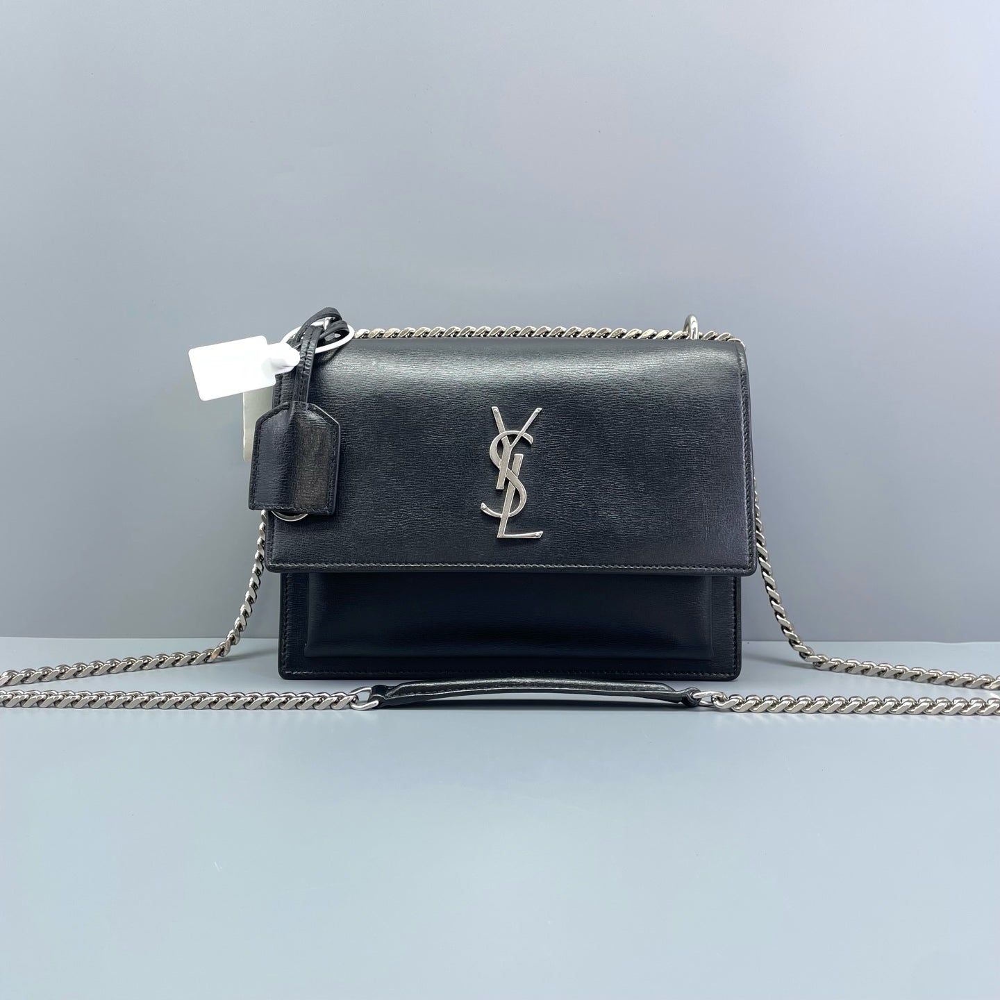 Saint Laurent - Sunset Medium - Grained calfskin leather - Black - (medium)