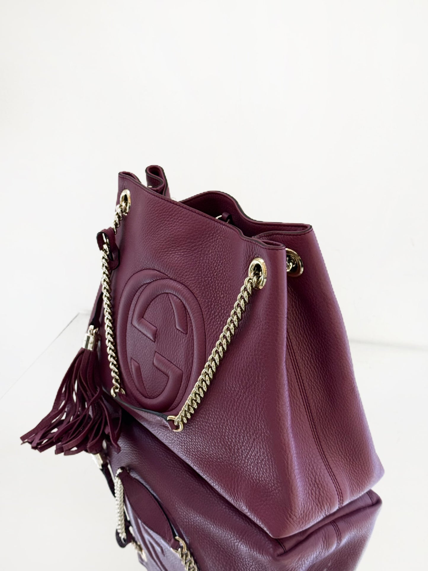 Gucci - Soho Tassel Tote - Grained leather - Burgundy - (Medium)