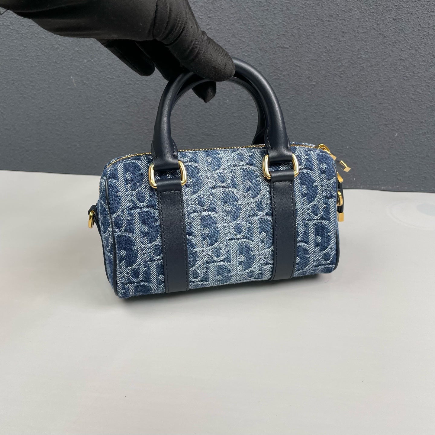 Dior - Groove Mini Boston Bag - Denim canvas with Dior Oblique jacquard and smooth leather trim - Blue - (mini)